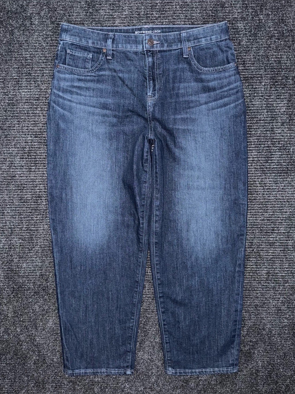 Chicos Women’s Jeans Boyfriend Crop Dark Wash Faded US Sz 10 / Chico’s 1.5 EUC